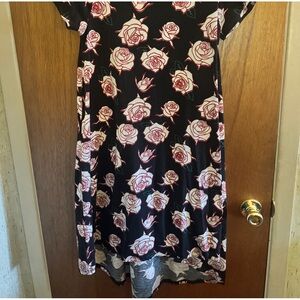LuLaRoe Pink A-line Midi Dress Casual Crew Neck Short Sleeve